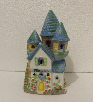 Princess House Ceramic Castle Colorful floral Medieval Tower Décor Figure 