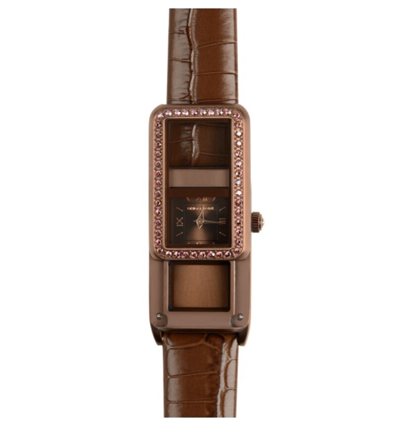 Origami Owl Crystal Locket Watch Leather Origami Owl Silver Living Locket Watch w/Swarovski Crytl  main image 3