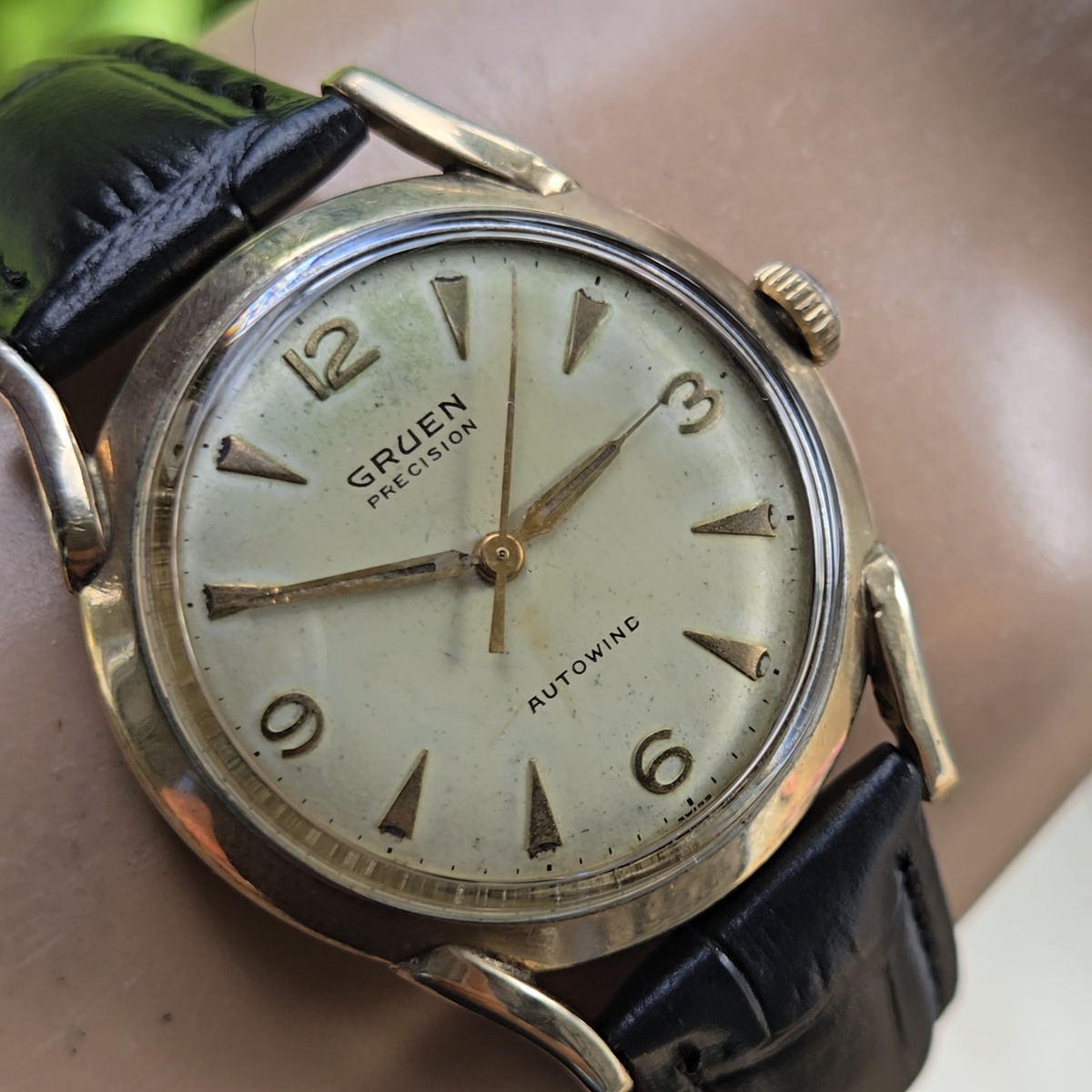 Vintage GRUEN men's automatic watch 550ss 17Jewels 10K RGP swiss