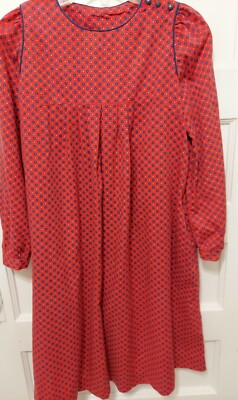 Vtg Stern Made for Saks Fifth Avenue Ladies Size 6 Red Floral Long Sleeve Dress