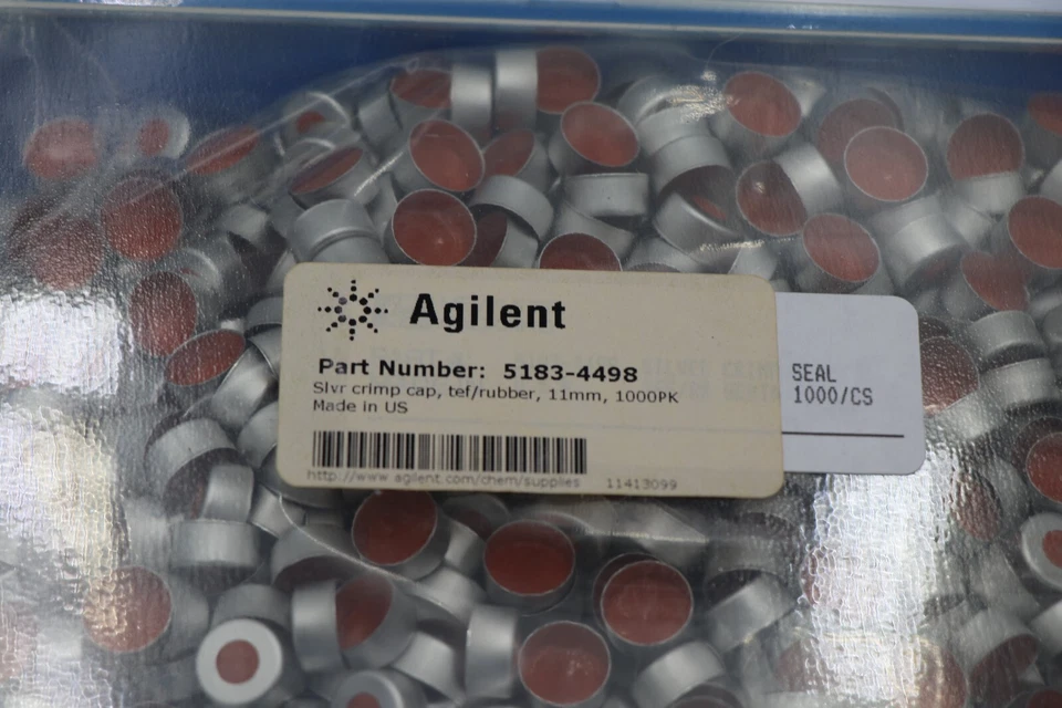 Agilent Technologies 5183-4500 11mm Crimp Cap PTFE/Red Rubber Septa 1000/ct - Image 3 of 4