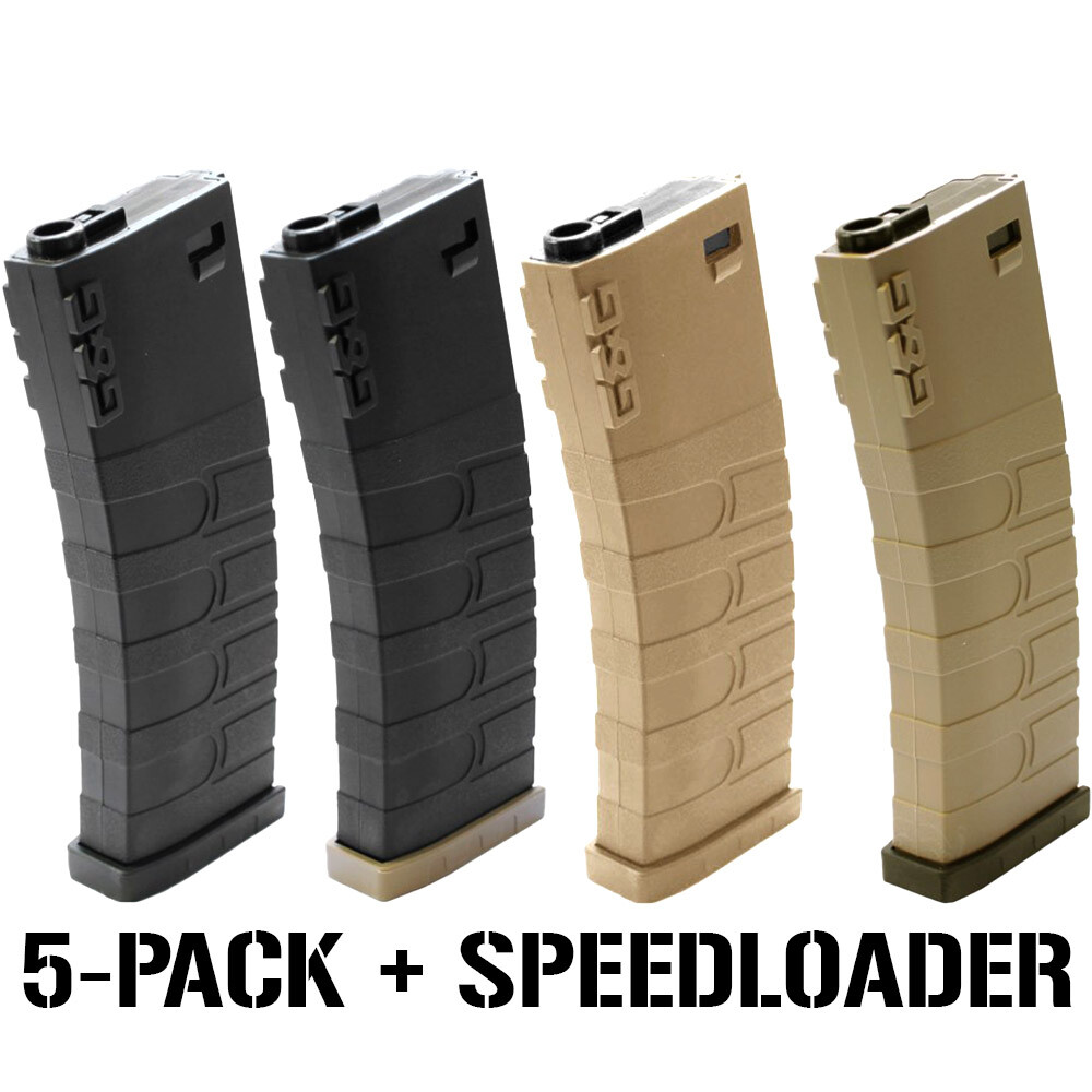G&G CM16 / GR16 Polymer 120 BB Airsoft AEG Mid-Cap Magazine 5 PACK