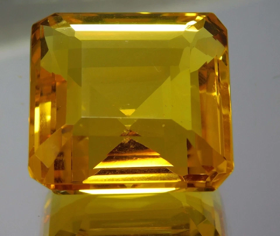 Piedra preciosa suelta natural certificada 75-76 quilates corte cuadrado topacio amarillo brasileño Foto 2 de 4