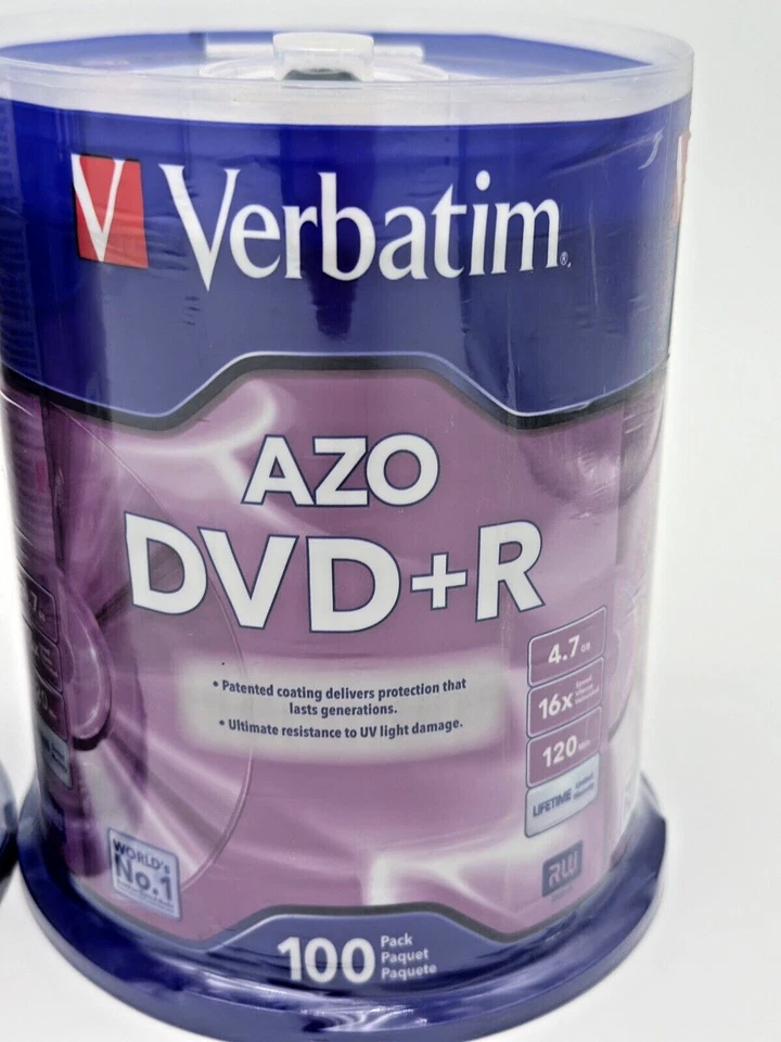 200 + 100 CD-R/ Mix Pack - VERBATIM AZO DVD + R 4.7 GB RW Verbatim Spindle 95098 - Image 3 of 4