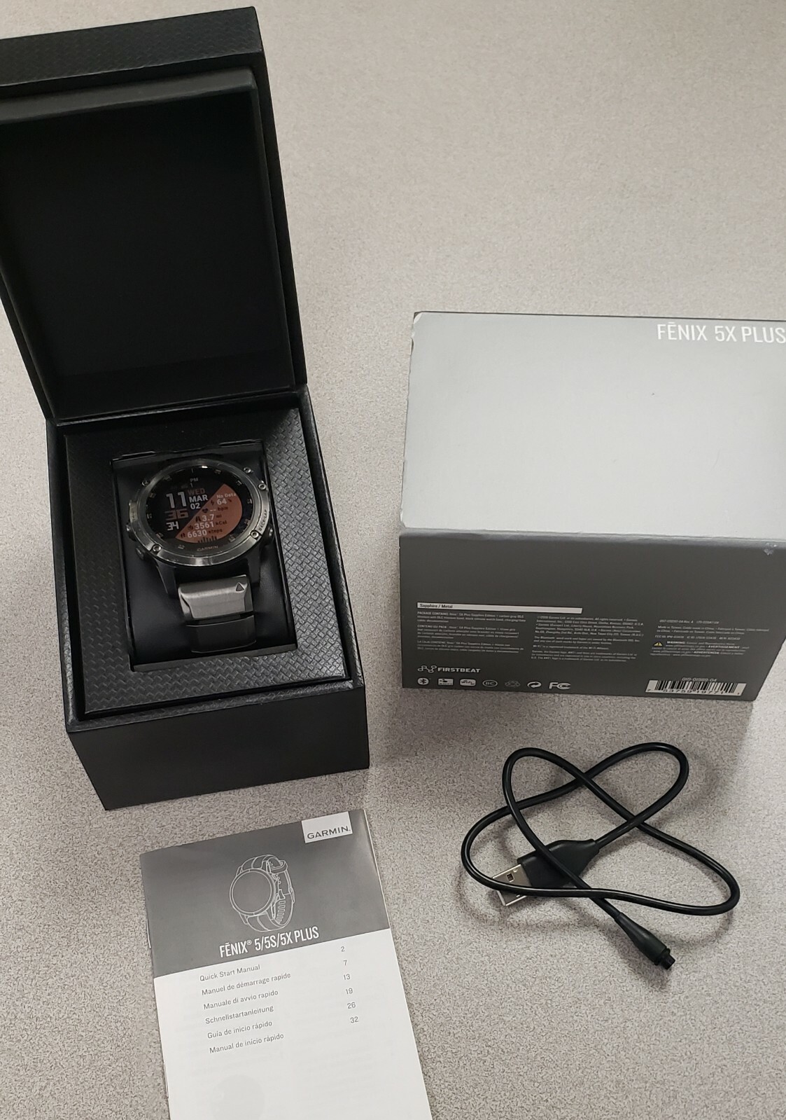 Garmin Fenix 5X Plus Carbon Gray Case Titanium Band (010-01989-04) for sale  online | eBay