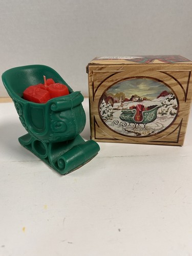 Vintage Weihnachten Avon Schlittenlicht Bayberry Duftkerze in Box