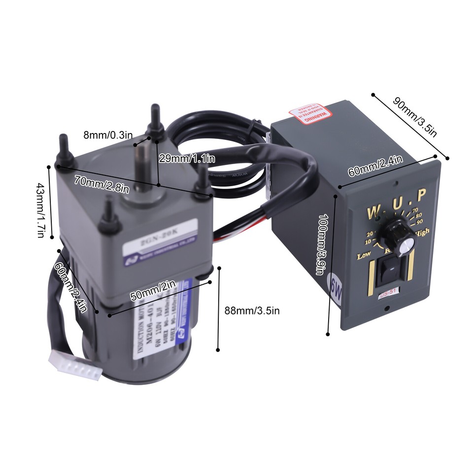 110V Infinitely Adjustable Speed High Efficiency Gear Motor Kit Low