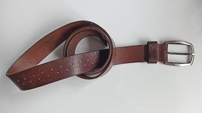 Ted Baker leather belt made in Italy Ted Baker Belt Mens 33 Smooth Brown Leather Silver Buckle  main image 3