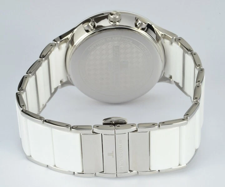 JACQUES LEMANS Classic Dublin Chrono Watch 42mm Sapphire Ceram Bracelet Wht Dial - image 3 of 4