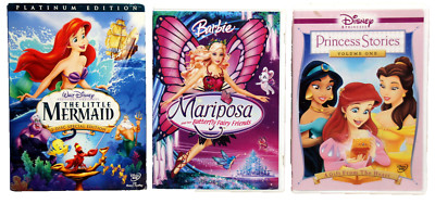 3 DVD´s THE LITTLE MERMAID / Barbie MARIPOSA / PRINCESS STORIES Vol. 1