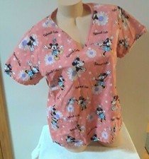 Disney Minnie Mouse Scrub Top Womens Size Medium 100 Cotton