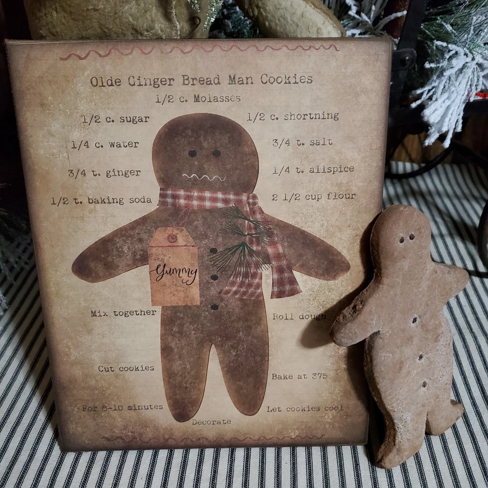 PRIMITIVE VICTORIAN VINTAGE CHRISTMAS KITCHEN GINGERBREAD REAL RECIPE BAKER SIGN - Image 3 of 4