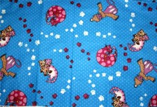 Diva Polka Dots CATS Paw Prints Hats Scarves Teddy Bears Flannel Fabric BTY OOP