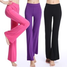 Ladies Solid Yoga Dance Flared Leg Pants Modal Gym Sweatpants Dancewear Practice