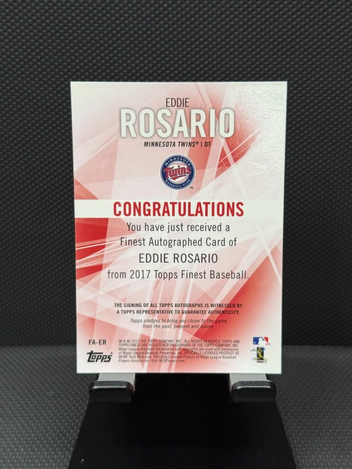 2017 Topps Finest Eddie Rosario Refractor Auto #FA-ER Twins - Image 2 of 2
