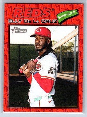 2026 Topps Heritage Elly De La Cruz Color Of The Year Heritage Orange 75/77 EX