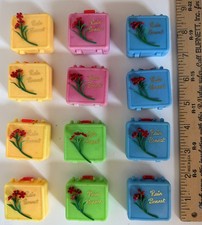 Vintage Rain Bonnet Mini Suitcase Set of 12 Blue Yellow Green Pink Cases Floral
