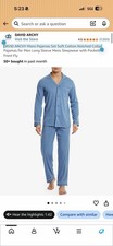 DAVID ARCHY Mens Pajamas Set Soft Cotton Notched Collar size M