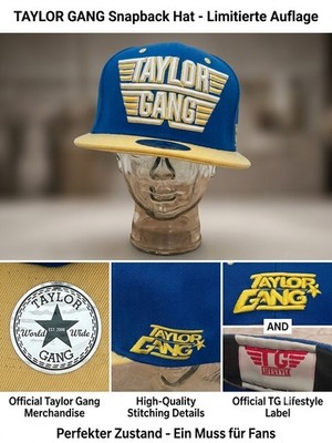 Original Taylor Gang Snapback Cap Blau Gelb Wiz Khalifa Merch Cap Lifestyle RAR