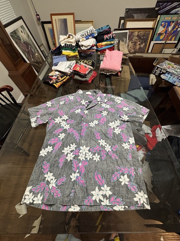 Vintage Howie Reverse Print Hawaiian Shirt Mens Large Made In Hawaii USA 