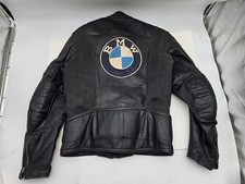 Vintage Hein Gericke Leather Motorcycle Jacket BMW Logo Size 44 Black