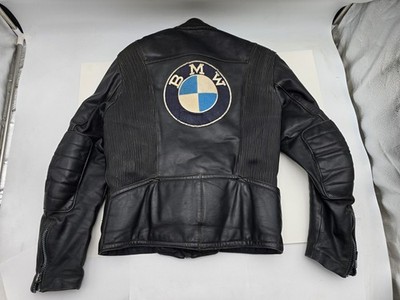 Vintage Hein Gericke Leather Motorcycle Jacket BMW Logo Size 44 Black