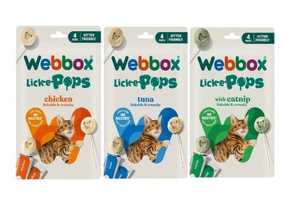 Webbox Cat Treat Lick-e-Pops | Chicken, Tuna & Catnip Lollipop | Kitten Snack