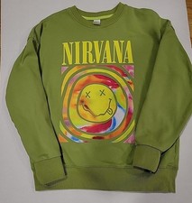 NICE Nirvana Smile Overdyed Crewneck Sweatshirt Green Size M/170