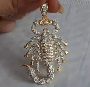 Authentic 3Ctw Round Cut Lab Created Diamond Scorpio Pendant 14K Yellow Gold Plated Silver