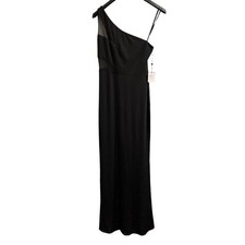 Laundry by Shelli Segal Dress 4 Black One Shoulder Mesh Detail Formal Gown Event