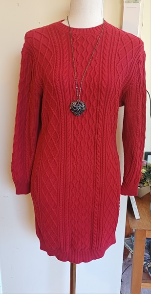 Uniqlo Red Knitted Mini Cotton Blend Dress 9 - 10
