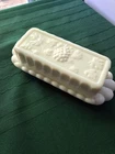 Vintage Westmoreland Paneled Grape White Milk Glass Covered Butter Dish