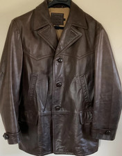 J. Crew VTG Western Cut Brown Leather Chore Barn Jacket Coat XL Classic 90's   
