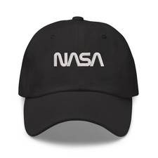 Text NASA embroidered black cotton baseball cap hat