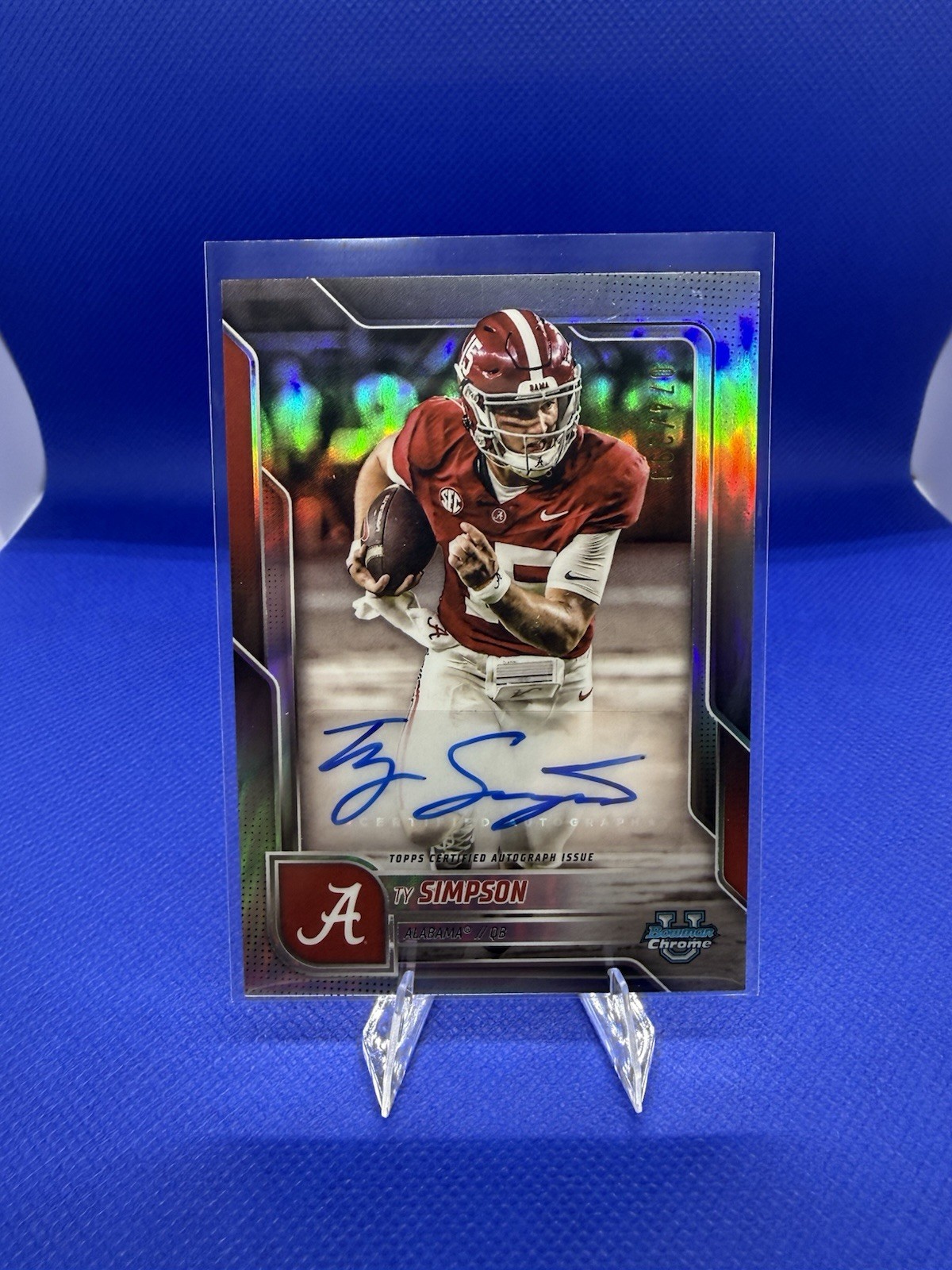 Topps 2025 Bowman Chrome Ty Simpson #BCA-TS Alabama Refractor Auto /299