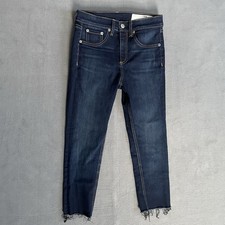Rag and Bone Jeans Womens 25 Blue High Rise Skinny Dark Wash Raw Hem Denim