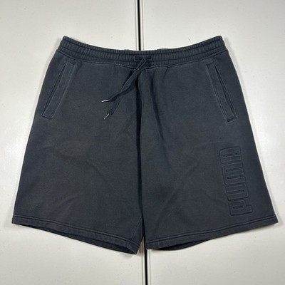 Puma Men's Black Sweat Shorts Size XL Pockets Drawstrings Waistband Streetwear