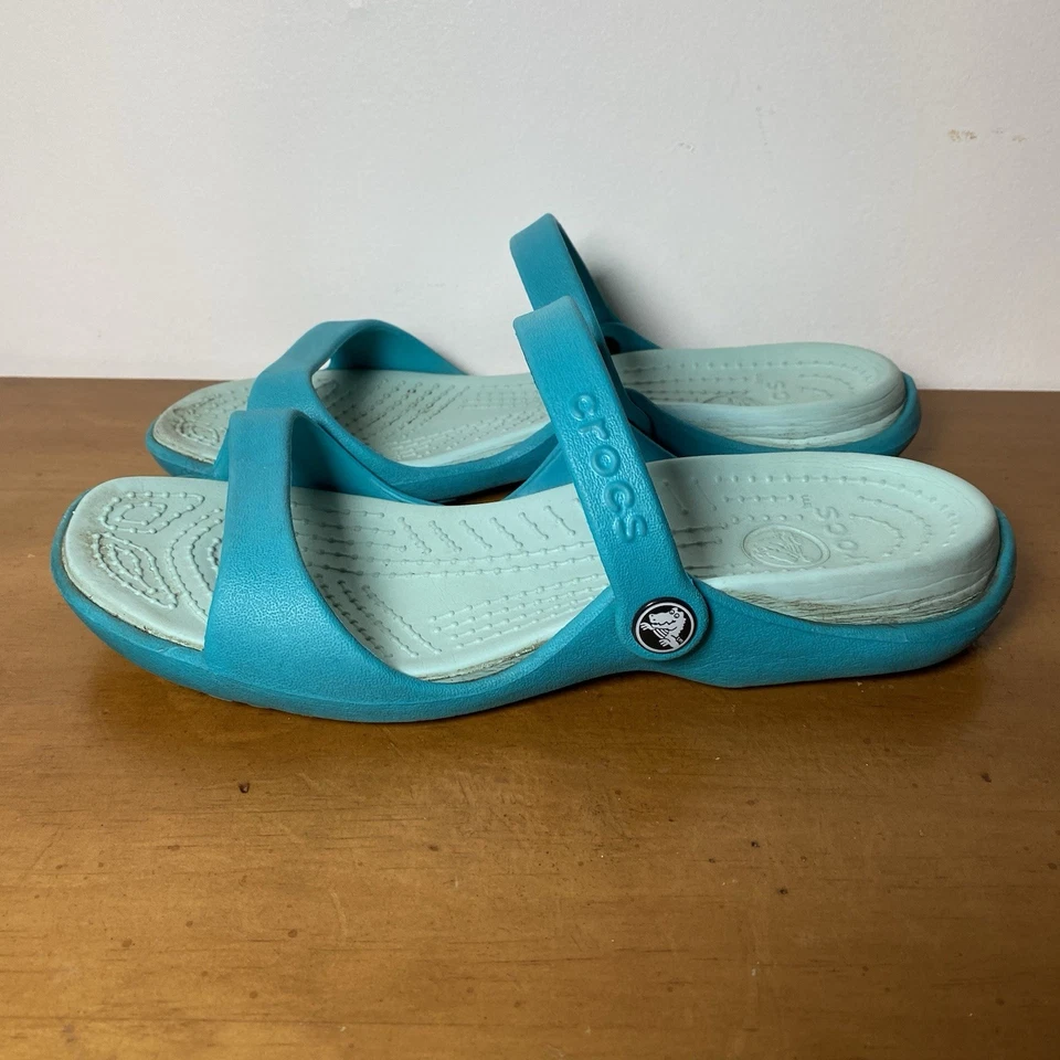 Crocs Cleo V Women’s Size 9 Shoes Blue Teal Slip On Comfort Comfortable Sandals - Image 3 of 4