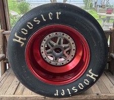 Authentic Used Hoosier Nascar Tire On Bent Rim