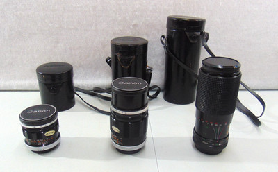 3 Camera Lens; Canon 135mm, Canon 35mm & Albinar 80-200MM Macro with Cases