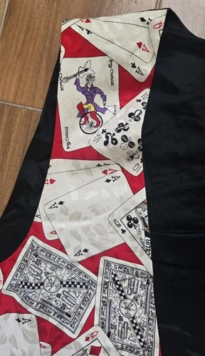 Nicole Miller Vintage 1990's Silk Vest Men's Large Slim Fit Casino Playing Cards image 7