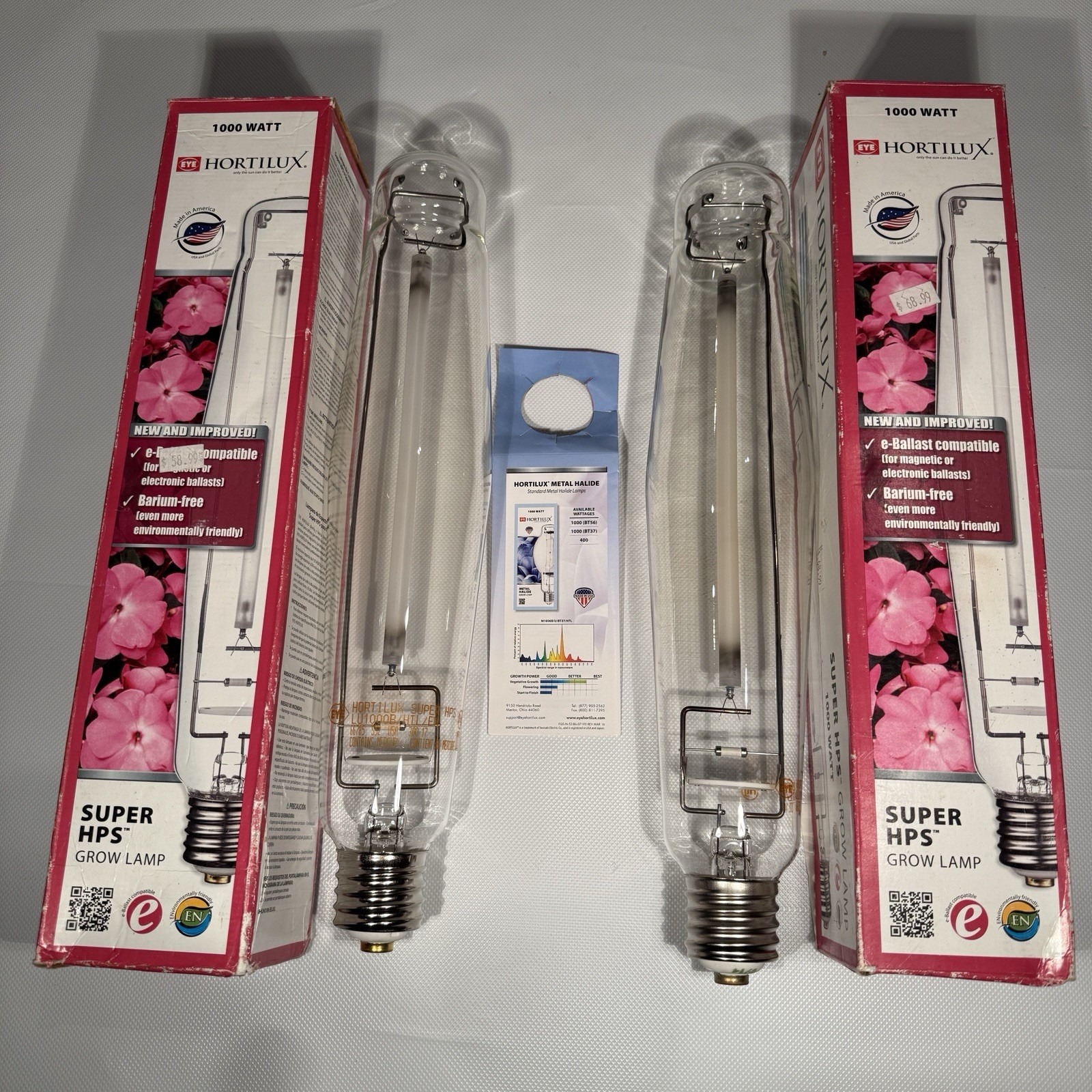 Two Hortilux Super HPS 1000 Watt Grow Bulb Lamp For Digital 