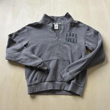 PINK Victoria's Secret Sweatshirt Womens XS Gray Love Pink 1/4 Zip Pullover