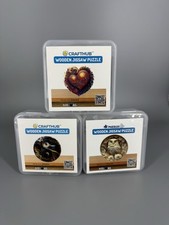 3-Pack yin yang, owl, and heart PuzzlesUp Wooden Jigsaw Puzzles Size A5 set A