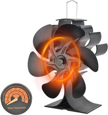 Ventola per Stufa a Legna Ventilatore per Camino a 6 Foglie Silenzioso Ecologico