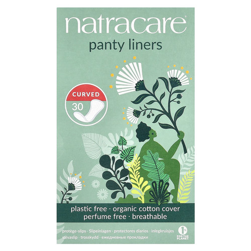 Panty Liners, Organic Cotton Cover, Curved, 30 Liners
