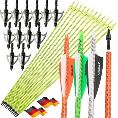 12X 30 Zoll Carbon Pfeile SP500 Bogenschießen Recurvebogen Jagd Pfeilspitzen DE