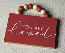 Valentine's Day Wooden Hanging Sign "You Are Loved "