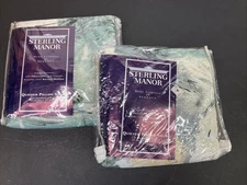 Sterling Manor Pillow Sham Quilted Standard Size Pair of 2 New Green Abstract