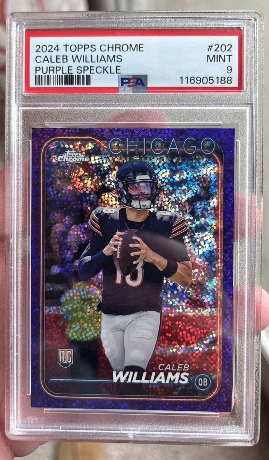 2024 Topps Chrome - Caleb Williams #202 Purple Speckle Refractor /275 (RC)